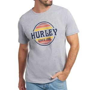Hurley Men's Gray Graphic Short Sleeve T-Shirt Sun Summer Beach Wave Surf XL